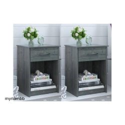 Set of 2 Nightstand MDF End Tables Pair Bedroom Table Furniture Multiple Colors (Gray)