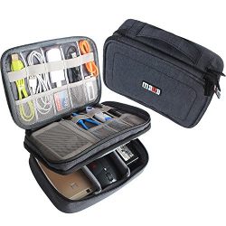 BUBM Electronic Organizer, Double Layer Travel Gadget Carry Bag for Cables, Plugs, Earphone, Flash Hard Drive and More--a Sleeve Pouch for iPad Mini(Medium, Black)