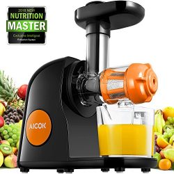 Aicok Juicer Slow Masticating Juicer Extractor, Cold Press Juicer Machine, Quiet Motor and Reverse Function, with Juice Jug and Brush to Clean Easily, High Nutrient Fruit and Vegetable Juice(Orange)