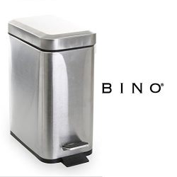 BINO Stainless Steel 1.3 Gallon/5 Liter Rectangle Step Trash Can, Brushed Steel