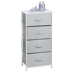 mDesign Fabric 4-Drawer Storage Organizer Dresser for Clothing, Sweaters, Jeans, Blankets - Gray