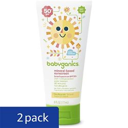 Babyganics Mineral-Based Baby Sunscreen Lotion, SPF 50, 6oz Tube (Pack of 2)