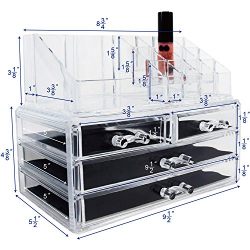 Ikee Design Acrylic Jewelry & Cosmetic Storage Display Boxes Two Pieces Set.
