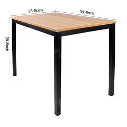 Need Computer Desk- 39.37'' Length Computer Table Study Writing Desk Gaming Desk Home Office Desk, Teak Color Desktop+ Black Frame