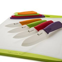 ON SALE Chef Made Easy Ceramic Knife Set 9 Piece - Kitchen Knives with Case (Knife Sheaths) - Add to Collection of Cutlery Kitchen Utensils - Use As Bread, Vegetable and Chef Knife - (Multi-Color Set)