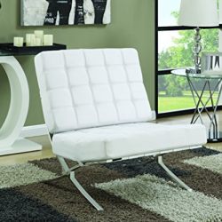 Coaster Mid-Century Modern Accent Chair with Chrome Legs, White