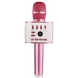 BONAOK Upgraded Bluetooth Wireless Microphones Karaoke Q900,Thanksgiving gift 4-in-1 Portable Handheld Microphone Speaker Machine for Android/ iPhone/ Apple/ PC or Smartphone(Purple)