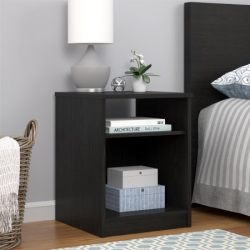 Mainstays Nightstand Features Open Top Shelf and Bottom Cubby, Black