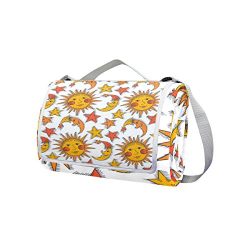 ALAZA Shy Sun Moon Picnic Blanket Foldable Picnic Pad Mat Portable for Camping Hiking Travel Indoor Outdoor Use 57”x59”