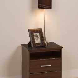 Prepac Espresso Coal Harbor 2 Drawer Tall Nightstand with Open Shelf