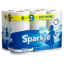 Sparkle Paper Towels, 6 Giant Rolls, Modern White, Pick-A-Size, 6 Rolls = 9 Regular Rolls