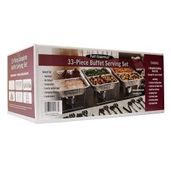Party Essentials UPK-33, 33 piece Party Serving Kit Includes Chafing Kits and Serving Utensils for all types of parties and events including Birthday, Holiday, Wedding, and Graduation