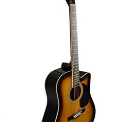 Full Size Sunburst Cutaway Acoustic Guitar - & DirectlyCheap(TM) Translucent Blue Medium Guitar Pick (PRO-A Series) [Teacher Approved]