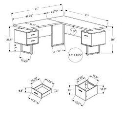 Monarch Specialties Computer Desk Left or Right Facing White/Cement-Look 70" L