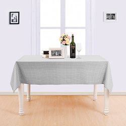 Deconovo Decorative Checkered Pattern Rectangular Tablecloth Water Resistant and Spill-proof Plaid Tablecloths for Dining Room 54 x 72 Inch Grey