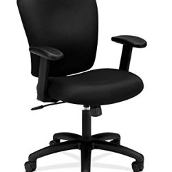 HON Mid Back Task Chair - Fabric Computer Chair with Arms for Office Desk, Black