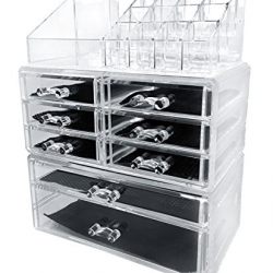 Sodynee Acrylic Makeup Cosmetic Organizer Storage Drawers Display Boxes Case, Three Pieces Set