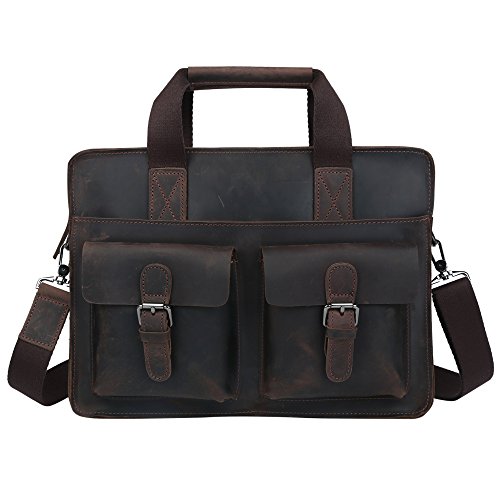 BAIGIO Men Classic Leather Laptop Briefcase Bag Shoulder,best offer