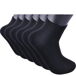 Areke Mens Performance Cotton Blend Knitting Athletic Crew Socks for Work and Running All-Season Color 6Pack Balck