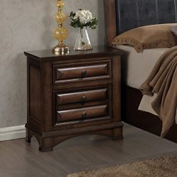 Roundhill Furniture Broval 179 Light Espresso Finish Wood 2 Drawers Night Stand, NA
