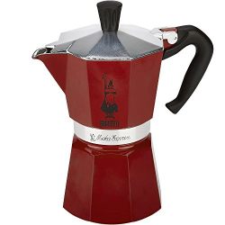 Bialetti 06633 6 Moka Stovetop Espresso Maker, 6-Cup, Red