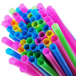 Assorted Bright Colors Jumbo Smoothie Straws, Pack of 100 Pieces
