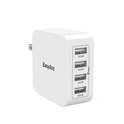 EasyAcc 40W 8A Wall Charger 4-Port USB Travel Charger with Foldable Plug, Smart Charge Technology for iPhone 6s, 6 Plus, iPad Pro/Air/Mini, Galaxy S7 S6 Edge and More