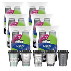 Dixie To Go Paper Cups and Lids, 156 count, Disposable Insulated Cups (Designs May Vary)