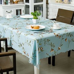 OstepDecor 100% Polyester Floral Print Tablecloth Waterproof Decorative Table Top Cover for Kitchen Dining Room End Table Protection - Square, 54" x 54"