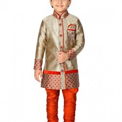 ahhaaaa Kids Ethnic Indian Festive and Party Wear Sherwani and Breeches Set for Boys (2-3 Years, Maroon)