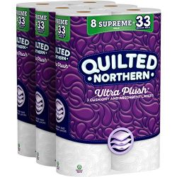 Quilted Northern  Ultra Plush Supreme Toilet Paper, 24 Supreme Rolls (Three 8-roll packages), Equivalent to 92+ Regular Rolls-Packaging May Vary