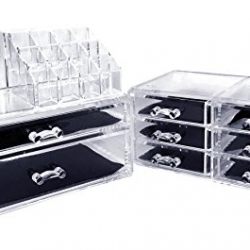 Sodynee Acrylic Makeup Cosmetic Organizer Storage Drawers Display Boxes Case, Three Pieces Set