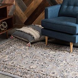 Unique Loom Kashan Collection Traditional Floral Gray Home Décor Area Rug (6' x 9')