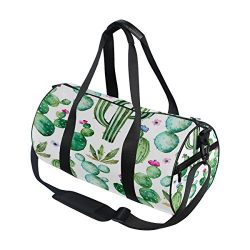 ALAZA Summer Watercolor Cactus Travel Duffel Bag Sport Gym Luggage Bag for Men Women