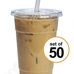24 oz. Plastic Cups With Flat Lids [50 Sets]