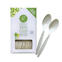 Repurpose 100% Compostable Plant-Based High Heat Spoons, 24 Count (Pack - 3)