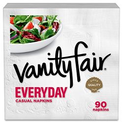 Vanity Fair Everyday Napkins, 1080 Count Paper Napkins (12 Packs of 90 Napkins) (Packaging Design May Vary)