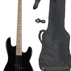 Full Size Electric Bass Guitar Starter Beginner Pack with Amp Case Strap Black Package