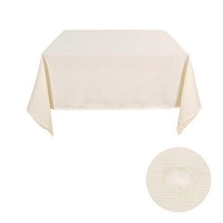 Deconovo Solid Faux Linen Table Cloth Water Resistant Table Cover Square Tablecloths Tablecloth for Parties 54W x 54L Inch Beige