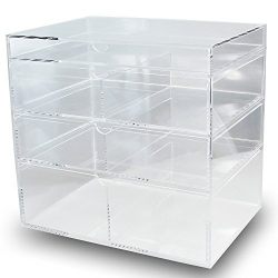 Ikee Design Premium Acrylic Clear Cosmetics Acrylic Makeup Drawer Organizer Tray Office Supplies Holder with 4 Removable Drawers