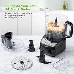 Aicok 12-Cup Food Processor with Wide Mouth, Meat Processor with Two Chopping Blades & Slicer, Safety Interlocking Design, 500W, Black