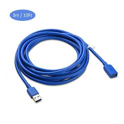 SAYTAY USB 3.0 Active Extension Cable,Super Speed USB 3.0 Repeater Cable Extender with Signal Amplifier,USB Extension Cord for Camera,Card Reader, Hard Drive, Keyboard,Playstation, Xbox (10Ft-Blue)