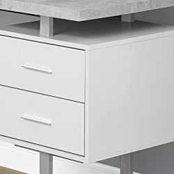 Monarch Specialties Computer Desk - 60" L White/Cement-Look Left/Right Face