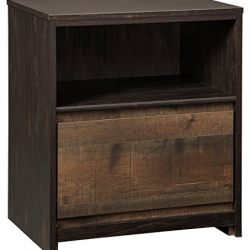 Ashley Furniture Signature Design - Windlore Nightstand- Contemporary - 1 Drawer/Cubby - 2 USB Charging Stations - Power Cord Included - Two-Tone Brown Finish