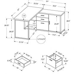 Monarch Specialties Computer Desk - 60" L White/Cement-Look Left/Right Face