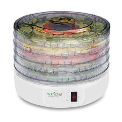 NutriChef Electric Food Dehydrator Machine - Professional Multi-Tier Food Preserver, Meat or Beef Jerky Maker, Fruit & Vegetable Dryer with 5 Stackable Trays, High-Heat Circulation - PKFD12