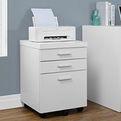 Monarch Specialties White Hollow-Core 3 Drawer File Cabinet on Castors