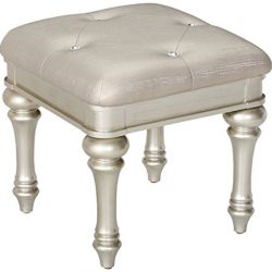 Coaster Home Furnishings Bling Game Modern Contemporary Tufted Upholstered Vanity Stool - Metallic Platinum / Metallic Faux Leather