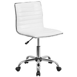 Flash Furniture Low Back Designer Armless White Ribbed Swivel Task Chair