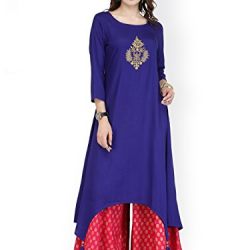 Manas Store Indian Women Designer Kurta Kurti Bollywood Tunic Ethnic Pakistani Top Crepe Kurtis Dress Tunics Cotton Tops Blouse Style Long Silk (XL)